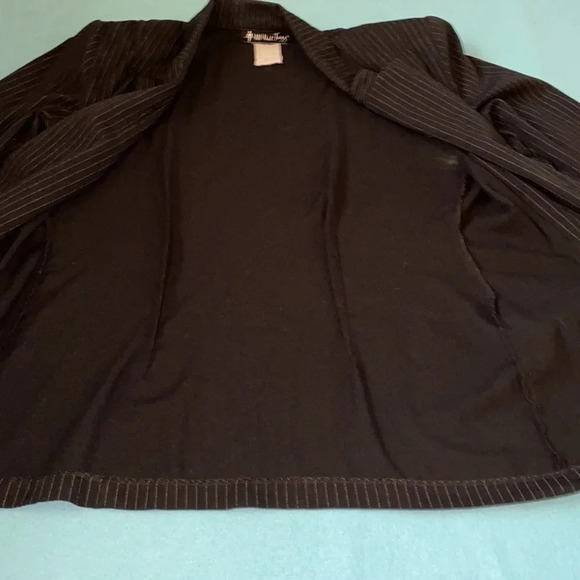 ALL THAT JAZZ pinstripe blazer jacket pearl buttons black with white size 9/10 - Picture 3 of 11